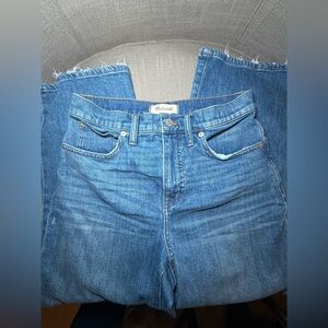 Madewell Slim Wide Leg Crop Jeans Size 27 High Rise Raw Hem